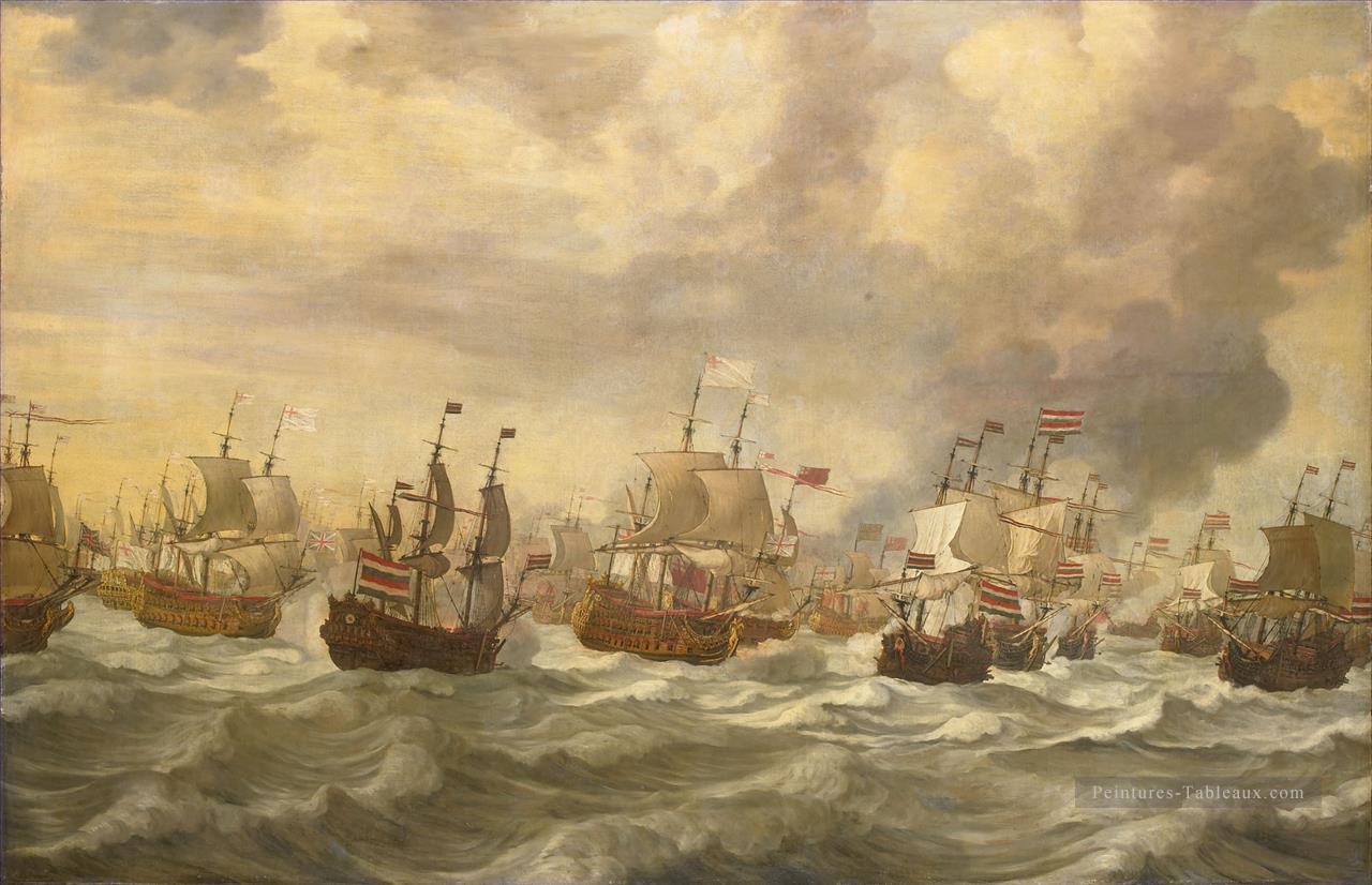 Episode 4 de la Bataille des Quatre Jours de Willem van de Velde I 1693 Batailles navales Peintures à l'huile